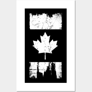 Canadian Flag - Variant - White - Distressed Posters and Art